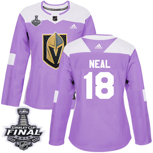 Adidas Golden Knights #18 James Neal Purple Authentic Fights Cancer 2018 Stanley Cup Final Women's Stitched NHL Jersey